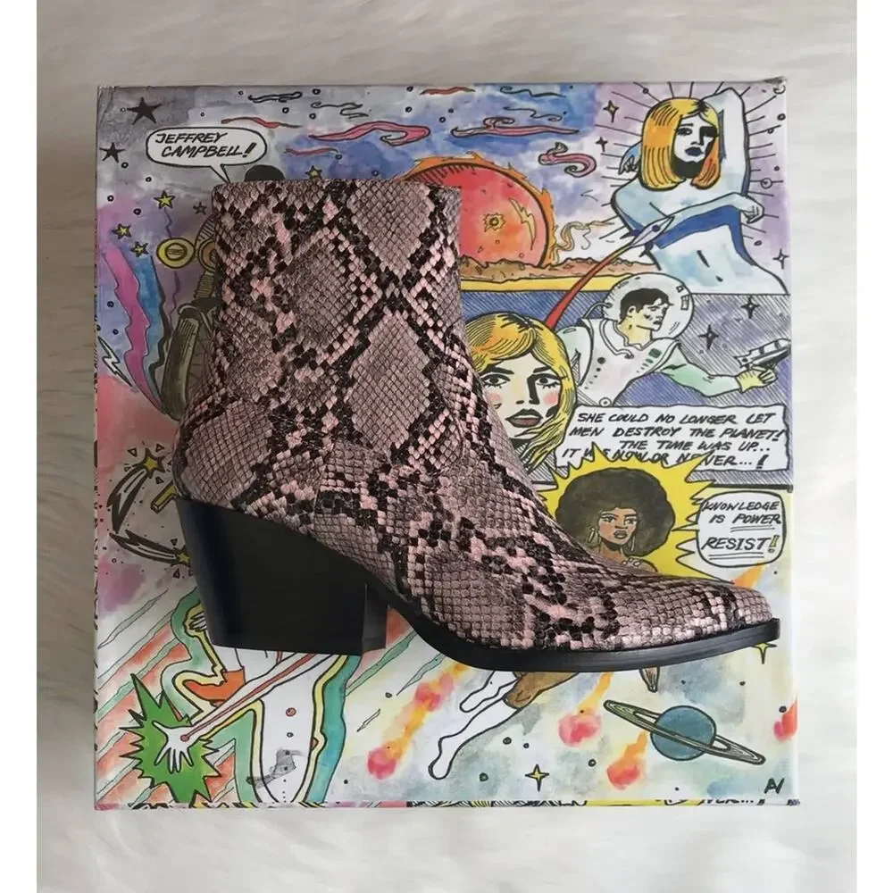 Jeffrey Campbell Kelam Western Bootie Pink Snake - Picture 1 of 10